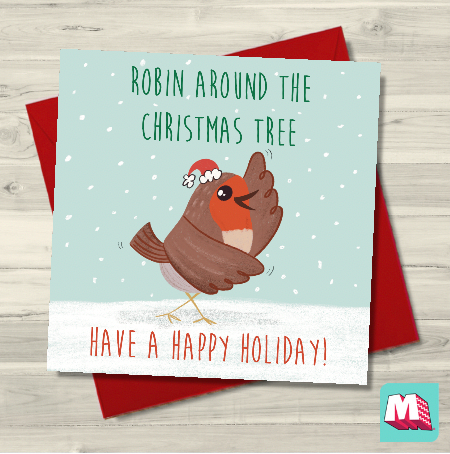 Robin Around The Christmas Tree