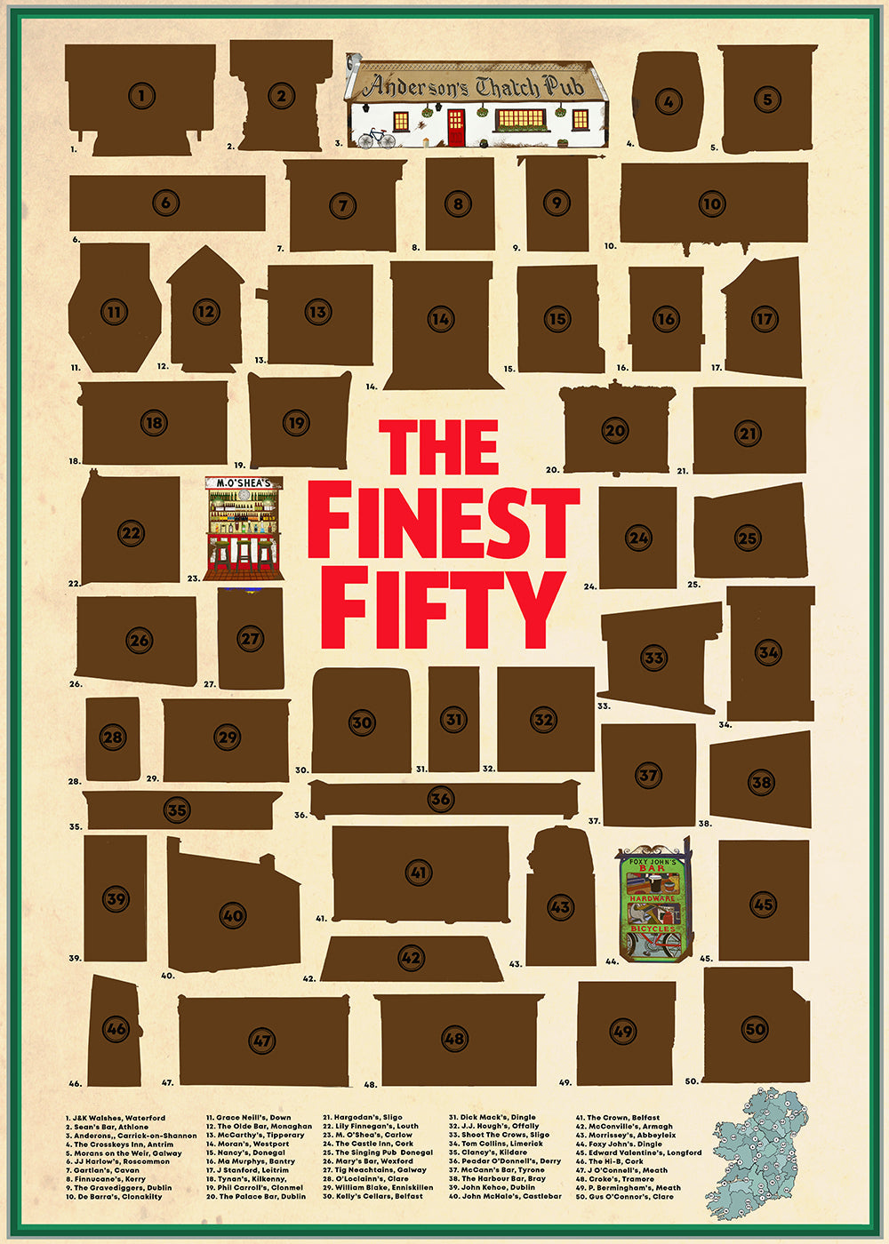 The Finest Fifty - Irish Pub Scratch Map