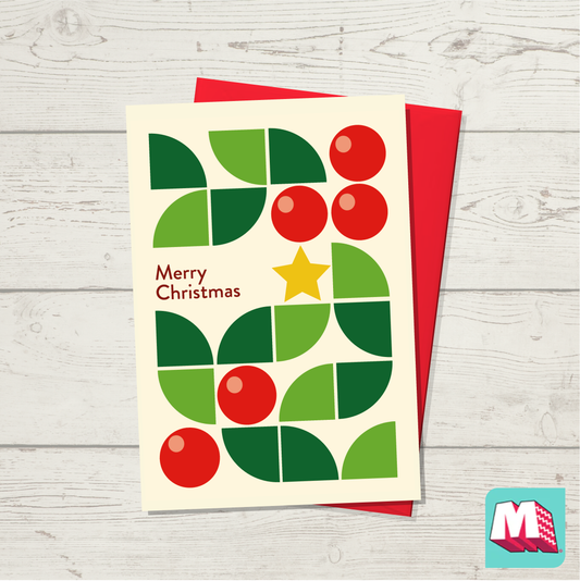 Holly Grid Christmas Card