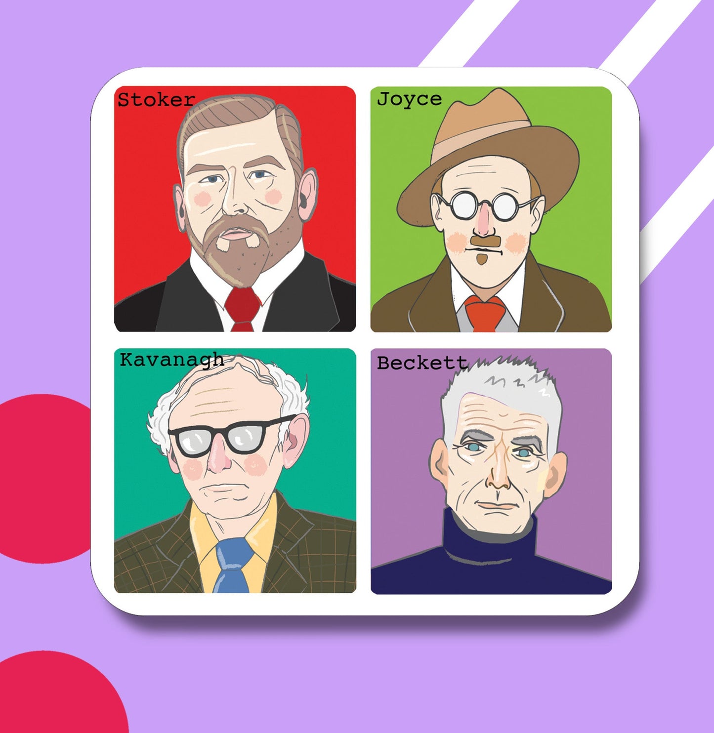 Irish Writers 2 Coaster (Stoker, Joyce, Kavanagh, Beckett)