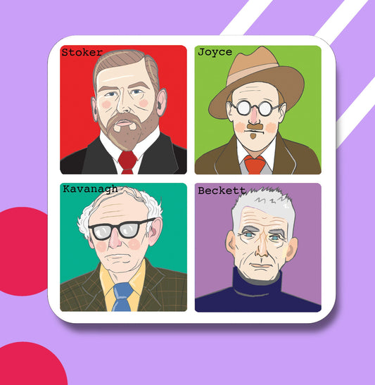 Irish Writers 2 Coaster (Stoker, Joyce, Kavanagh, Beckett)
